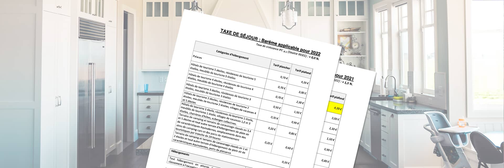 Barème des tarifs de taxe de séjour applicables pour 2022