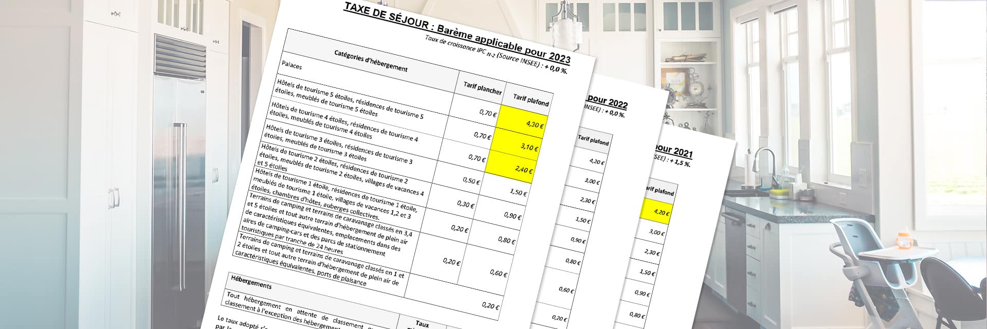 Barème des tarifs de taxe de séjour applicables pour 2023